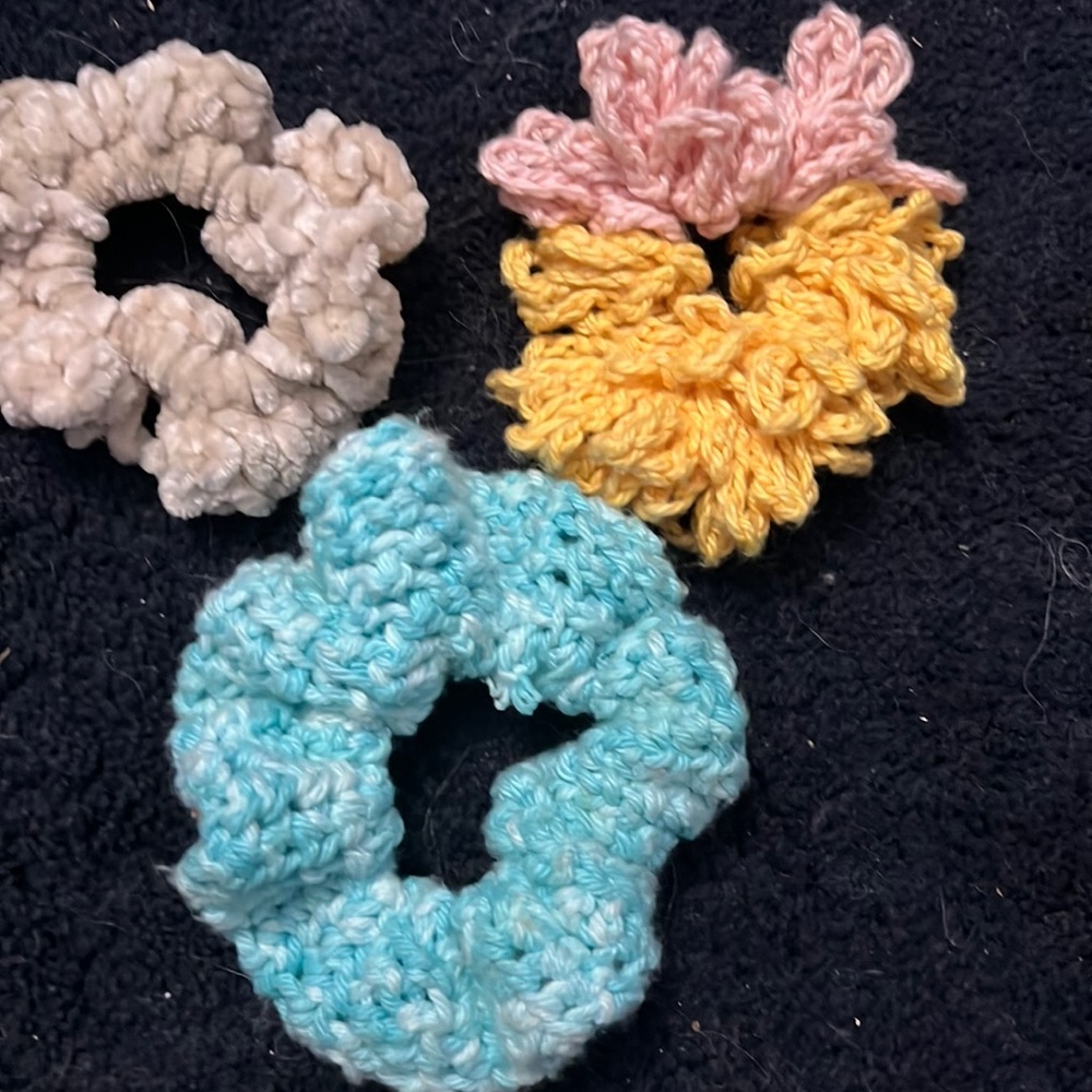 handmade crocheted scrunchies
